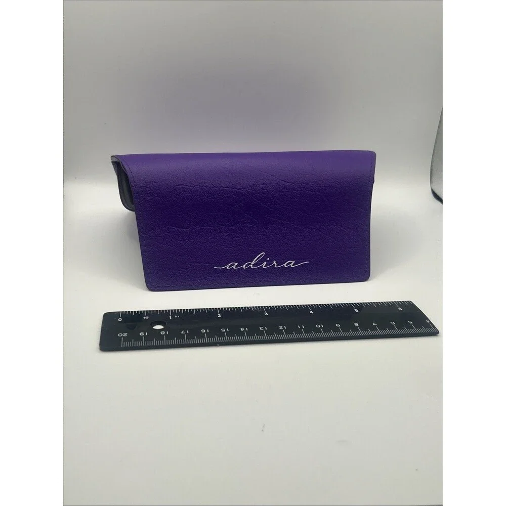 Adira Purple Hard Case for Glasses Faux Leather Flip Top Felt Lined Unisex